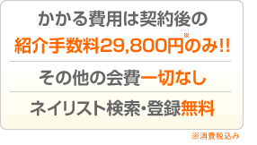 かかる費用は契約後の紹介手数料29,800円(税込)のみ!!
